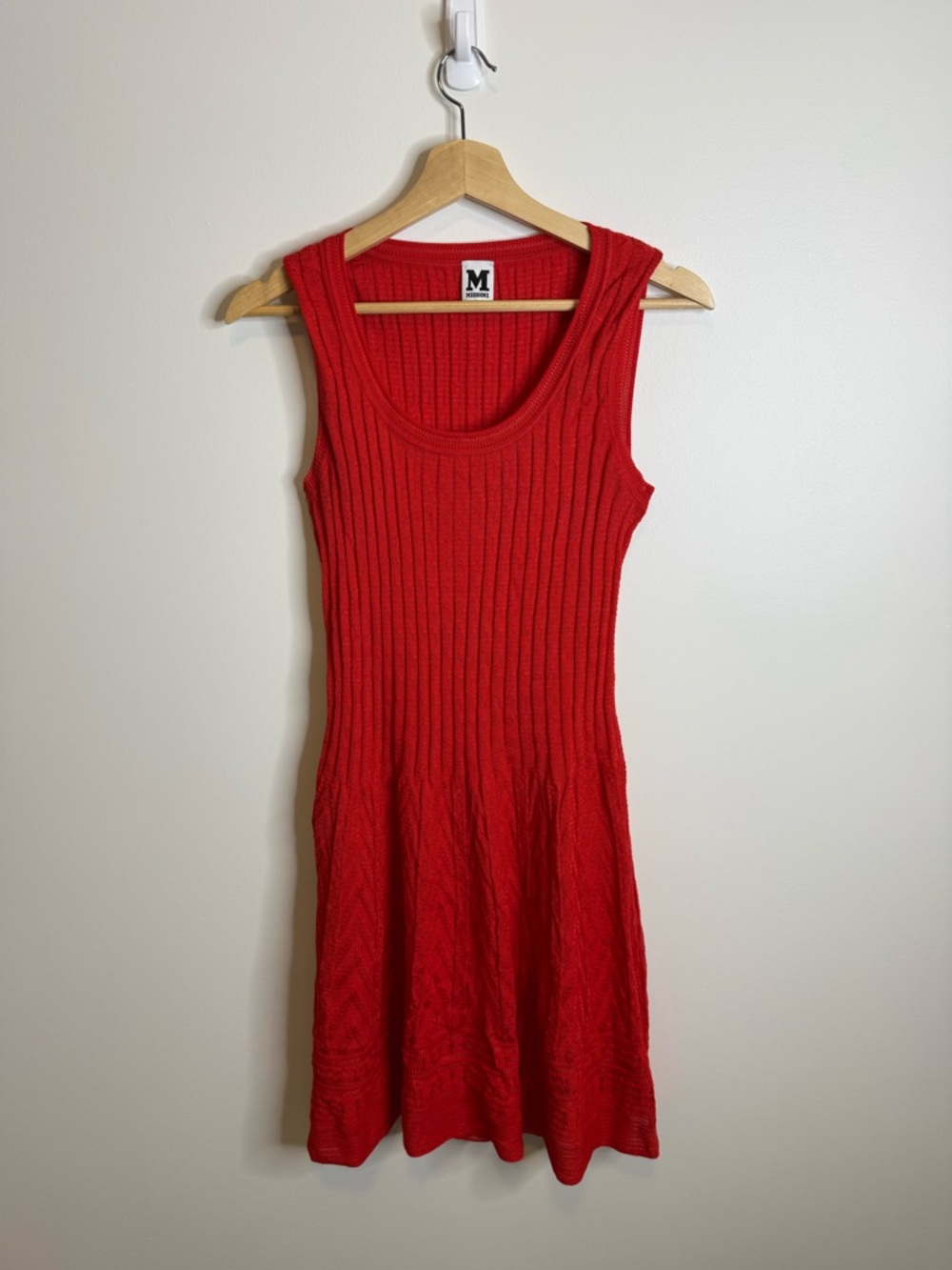 Missoni Red Sleeveless Ribbed Midi Dress knit size 44